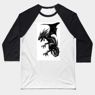 Dragon Black And White Fantasy Anime Baseball T-Shirt